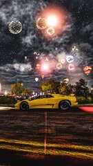 Lamborghini, black, diablo, forza, night, retro, retrocar, skyline ...