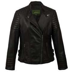 Emma Women's Green Leather Biker Jacket (Women's Leather Jacket)