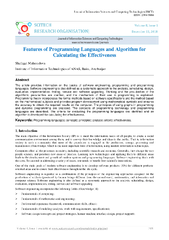 PDF) Features of Programming Languages and Algorithm for ...