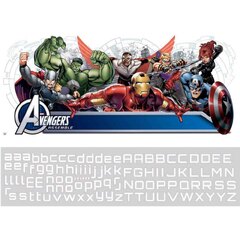 RoomMates Avengers Assemble Headboard Peel and Stick Decals (Marvel Avengers Assemble Headboard Giant Decal with Alphabet Children Room Superhero Stickers)