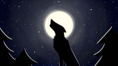 Wolf silhouette illustration, Moon, wolf, night, stars...