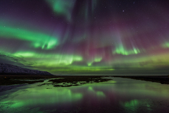 Northern Lights in Iceland (Northern Lights And Fog Above Altafjord)