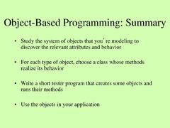 Fundamentals of Programming I Introduction to Object-Based Programming