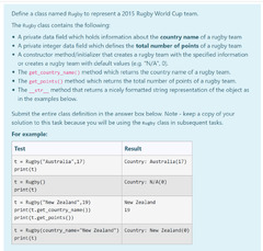 Solved Update: PYTHON language Define a class named Rugby | Chegg