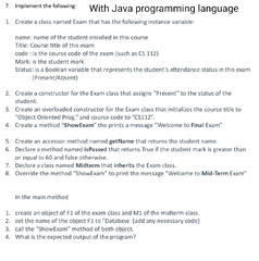 Solved With Java programming language 1. Create a class | Chegg