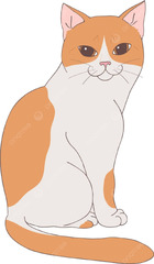 Isolated White Cat Sketch In Vector Draw Illustration Sitting ...