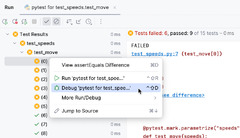 Rerun and debug tests | PyCharm Documentation