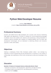 Python Web Developer Resume - Edit Online & Example ...