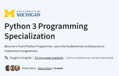 Python 3 Programming Specialization - University of Michigan