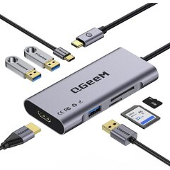 USB C Hub QGeeM USB C to Hdmi Adapter 7 in 1 USB C Dongle with 100W Power Delivery,3 USB 3.0 Ports (USB C Hub Adapter,QGeeM 8-in-1 USB C to HDMI Type C to Ethernet 1G,USB C to USB 3.0 3.5mm AUX,Type C Card Reader,3.0 Power Delivery,Portable)