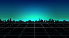 Retro Wave Path To Buildings