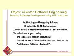 Object-Oriented Software Engineering Practical Software Development Using UML and Java