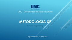 METODOLOGIA XP (Extreme programming) UMC - Universidade de Mogi ...