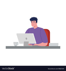 Man sitting in front of a laptop