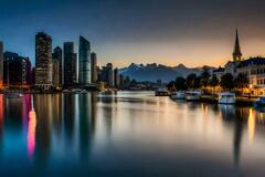 the city skyline at dusk in melbourne, australia. AI-Generated ...