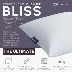 Lincove Euro Throw Pillow Insert Square Pillow – Made in Canada (Lincove Cloud Natural Canadian White Down Luxury Sleeping Pillow 625 Fill Power)