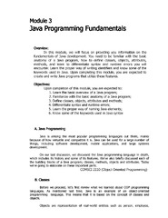 Java Programming Fundamentals - Module 3 Java Programming ...