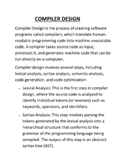 Compiler Design 1 - COMPILER DESIGN Compiler Design is the process ...