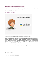 Python%20Interview%20Questions%20-%201)%20What%20is%20Python?%20Python%20was%20created%20...