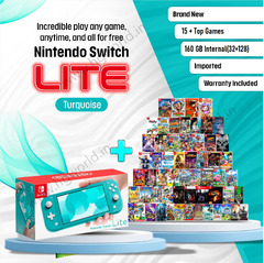 Brand New NINTENDO Switch Lite | 15+ Best Games Bundle | 160 GB Internal(32+128) | Turquoise Edition | Handheld Portable Gaming Console | All Standard ...