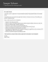 Web Development Cover Letter | Velvet Jobs