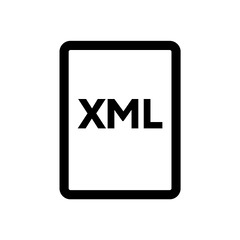 XML file icon line isolated on white background. Black flat thin ...