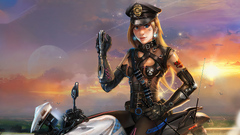 Cyber Police Girl On Bike