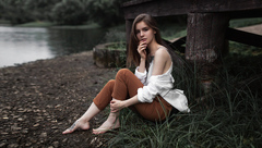 Girl Casual Clothing Lake Side