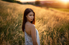 Girl Field Looking At Viewer