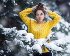 Girl In Snow Looking At Viewer