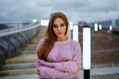 Girl In Sweater Outdoors