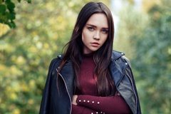 Girl Jacket Glance Brown Haired