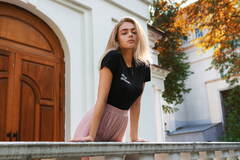 Girl Standing In Balcony