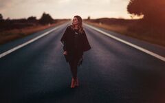 Girl Standing On Road