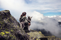 Girl With Siberian Husky