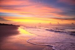 Sunrise On The Beach In The Summer Time At Ocean Isle Beach