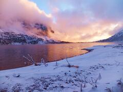 Sunset Frozen Lake Evening